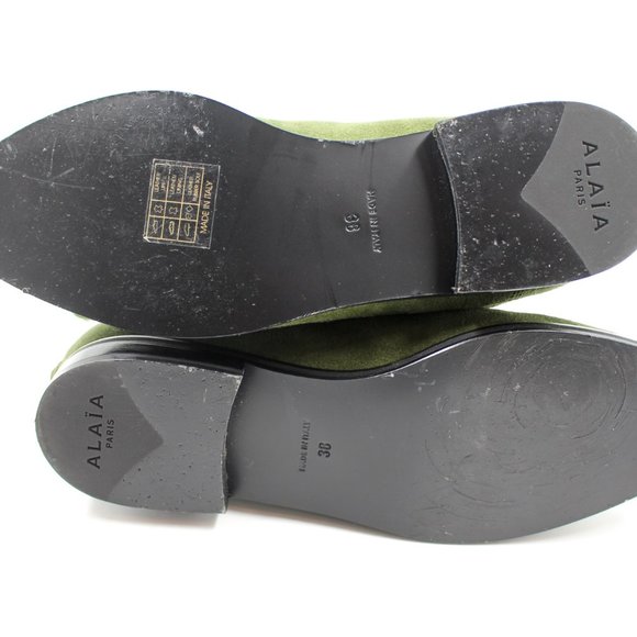 Alaïa Size 38/8 Green Suede Lace-Up Ankle Boots - Picture 5 of 9